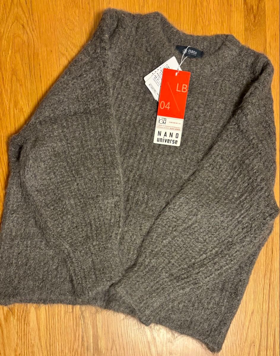 NANO universe ローゲージアルパカ混クルーネック　　チャコール　タグ付き
