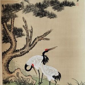 ⑨鶴と松の図 縁起物 掛軸 肉筆 骨董品