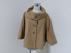 [ free shipping ]A176 Anatelier Anne gola wool poncho coat caramel milk ribbon large collar stand-up collar mantle shawl 