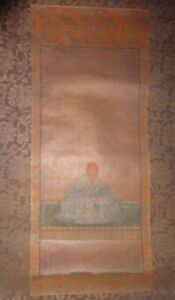Art hand Auction Raro templo antiguo sumo sacerdote monje libro de seda escrito a mano pergamino colgante pintura del templo budista pintura japonesa arte antiguo, obra de arte, libro, pergamino colgante