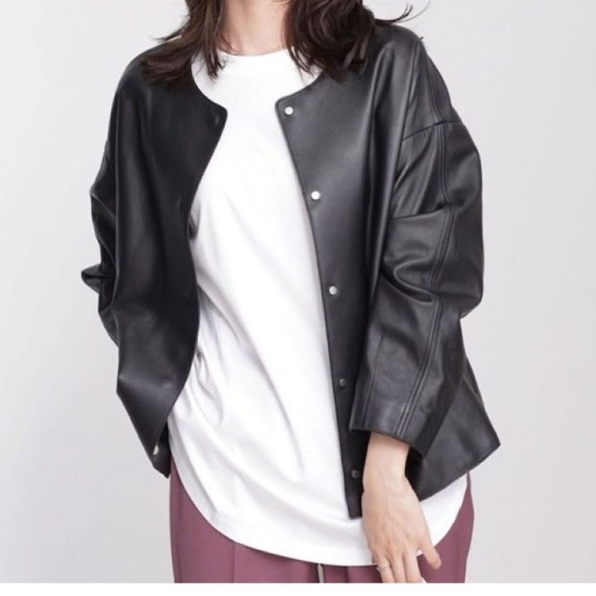 NANO universe シープレザーノーカラージャケット