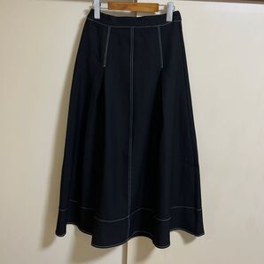 ★☆ap retro☆ステッチデザインスカート ロングスカート 黒 ブラック