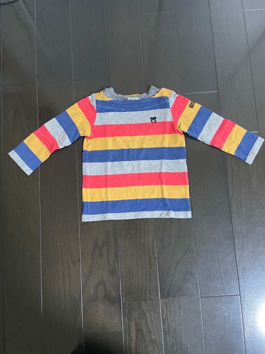 ミキハウス　ダブルビー　長袖カットソー　ロンT 90cm 男の子 ボーダー 長袖Tシャツ トップス