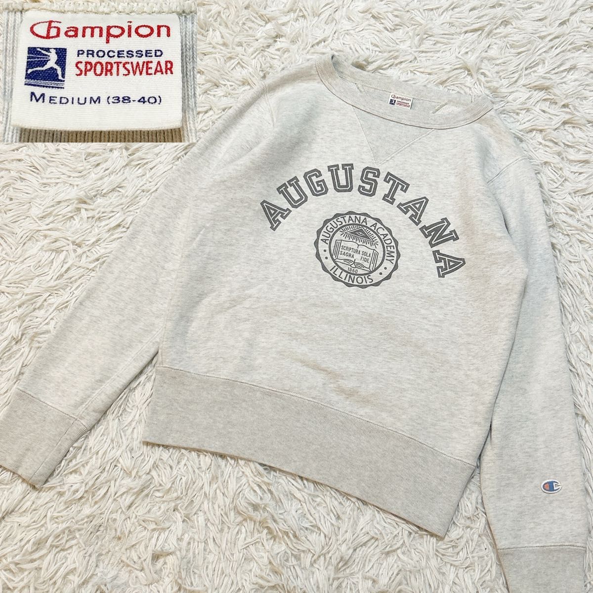 Champion チャンピオン スウェット トレーナー グレー トップス M 復刻 ランタグ 長袖？？るす