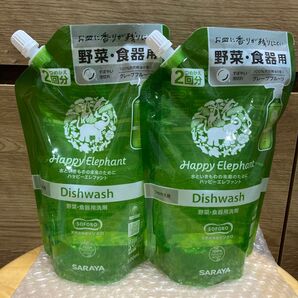 サラヤ Happy Elephant 食器用洗剤 500ml 詰め替え用 2個セット 1セット限り