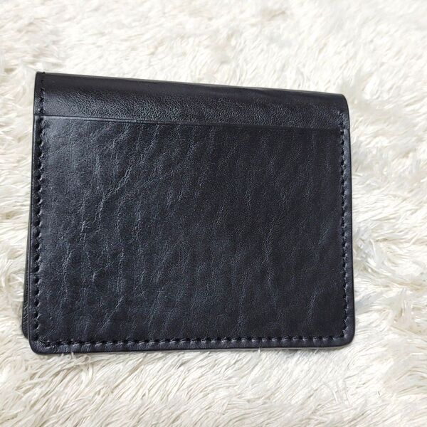 極美品 ベネットウィンチ 名刺入れ カードケース 札入れ 二つ折り財布 黒 定期入れ パスケース レザー 本革 財布 ウォレット