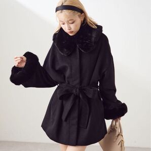 NICE CLAUP フェイクファー あざとモテコート ブラックファー