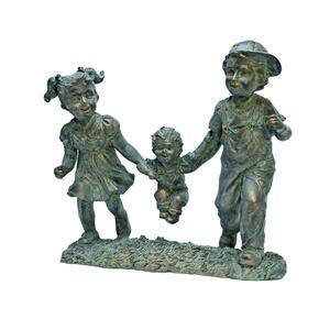 スイングタイム 少年と少女のガーデン彫像 ブロンズ風彫刻 高さ約30ｃｍ/ガーデニング 庭園 芝生 園芸 作庭 広場 プレゼント贈り物 (輸入品