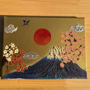 絵画 富士山 桜 梅 日の丸 蝶