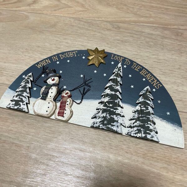 クリスマス 雪だるまオーナメント プレート 飾り 壁掛け