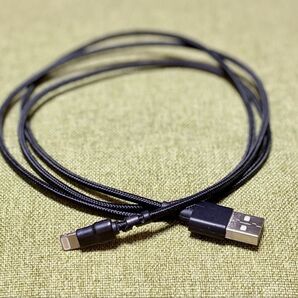 【No.10】極細 編み込み USB-A to Lightningケーブル ブラック 1m