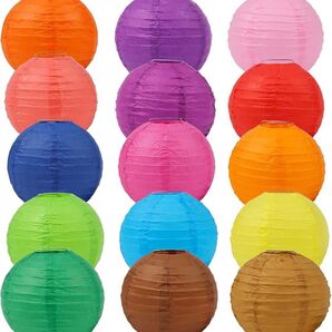 特価【8色セット】25cm 提灯 装飾 パーティ飾りつけ イベント お祭り カラフル 丸型 燈籠 紙提灯