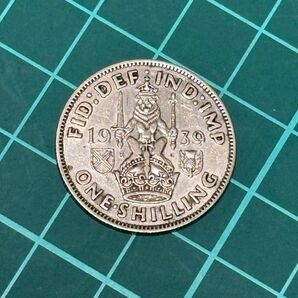 イギリス 1シリング銀貨 1939年