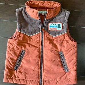 3can4on サンカンシオン キッズ ダウンベスト 90cm オレンジ