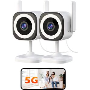 見守りカメラ 防犯カメラ ペットベビー高齢者 2台セット 屋内屋外防犯 双方通話 WiFi接続 5G 防犯 監視 室内