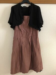 シフォンボレロ付すそフリルパーティードレス　ピンクベージュ　１９ABR８４ 【OR-368】