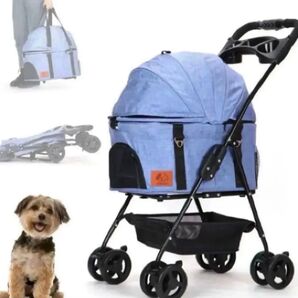 ペットカート 分離式 折り畳み式 犬カート 猫 軽量 ペット用カート ブルー
