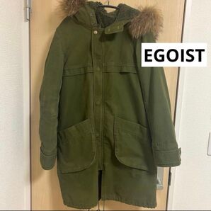 EGOIST、ビッグポケット、モッズコート、裏地ボア付き、カーキ