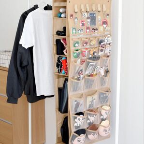 NEW吊り下げカバンラック ベージュ 両面収納