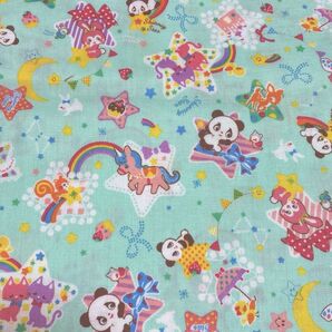 ダブルガーゼ レトロ アニマル グリーン 106×60