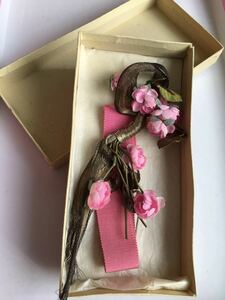  bisque doll raw materials France antique boxed pink. rose gold thread ribbon set complete set corsage flower 