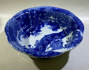 古伊万里染付　草花絵図　２７cm 大鉢　西とA