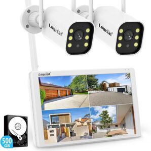 【500万画素・信号強化】防犯カメラ 屋外 2台 モニター付き ワイヤレス