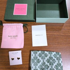 kate spade NEW YORK ハートピアス ブラック ゴールド