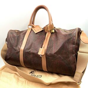 ETRO 612 エトロ ボストンバッグ 2way PVC レザー ペイズリー柄 斜め掛け ショルダー 南京錠 鍵 大容量 旅行鞄