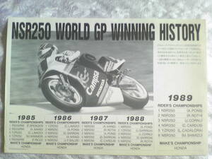  beautiful goods old car valuable NSR250 world GP winning hi -stroke Reach lasi( pamphlet ) that time thing 1985 year ~1989 year 