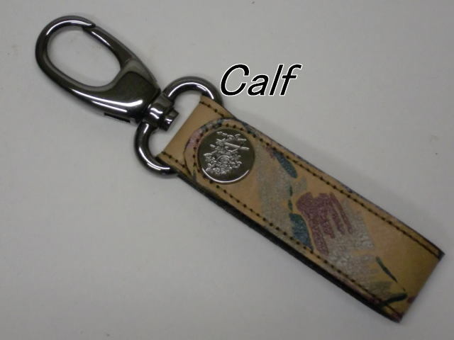 一点品　送料無料　４５４－１牛革捺染のキーホルダー