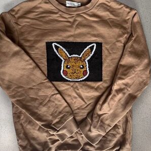 THE SHOP TK ピカチュウ スパンコール トレーナー ブラウン リバーシブル