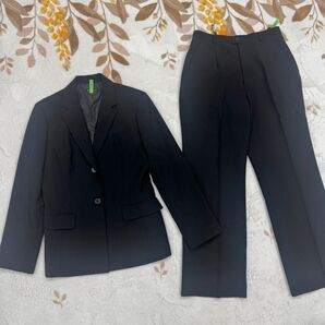 美品 15号 大きいサイズ パンツ スーツ セットアップ ブラック 3L 2XL 黒 ビジネス フォーマル 冠婚葬祭 セレモニー