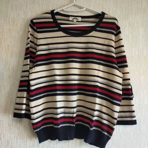 LLサイズ FLAX by connection 2WAYボーダーニットトップス ニットソー