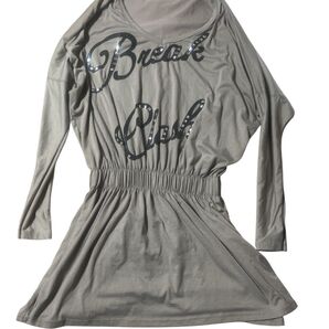 Break Clash ロゴプリント 長袖Tシャツ ワンピース グレー