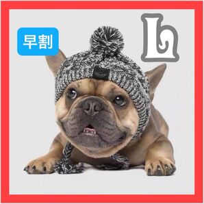 Lグレー ニット帽 犬 ペット用 帽子 防寒 お散歩 犬服 ハスキー ボーダーコリー ゴールデンレトリバー 犬服 新品未使用