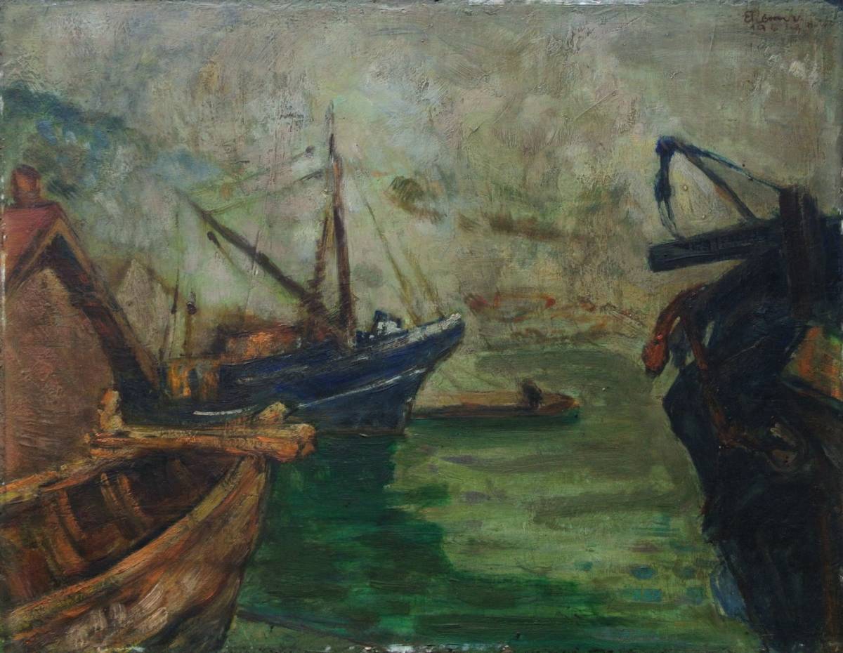 [Etsuo Nemori F6 pintura al óleo Mity Port board pintura] 1947 en Hiroo Inspección de pintura al óleo] Pintura Arte Arte Arte Interior Marco de imagen Marco de imagen antiguo Estatuilla antigua Dibujo Pintura de paisaje Paisaje, cuadro, pintura al óleo, Naturaleza, Pintura de paisaje