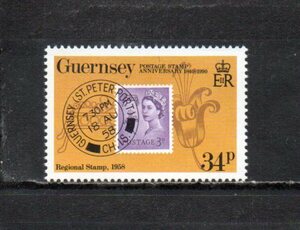 20A216 英国王室属領グァーンジー 1990年 英国切手発行150年 (4) 34P 正刷グァーンジー切手1番切手 未使用NH