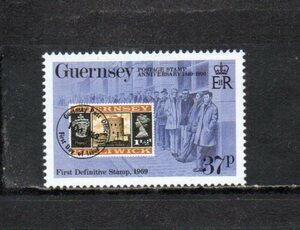 20A217 英国王室属領グァーンジー 1990年 英国切手発行150年 (5) 37P プレデシメル1.5d 未使用NH