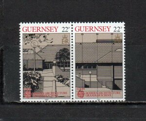 20A199 英国王室属領グァーンジー 1987年 ヨーロッパ切手 近代建築 (2) 2種連刷 22P×2 未使用NH