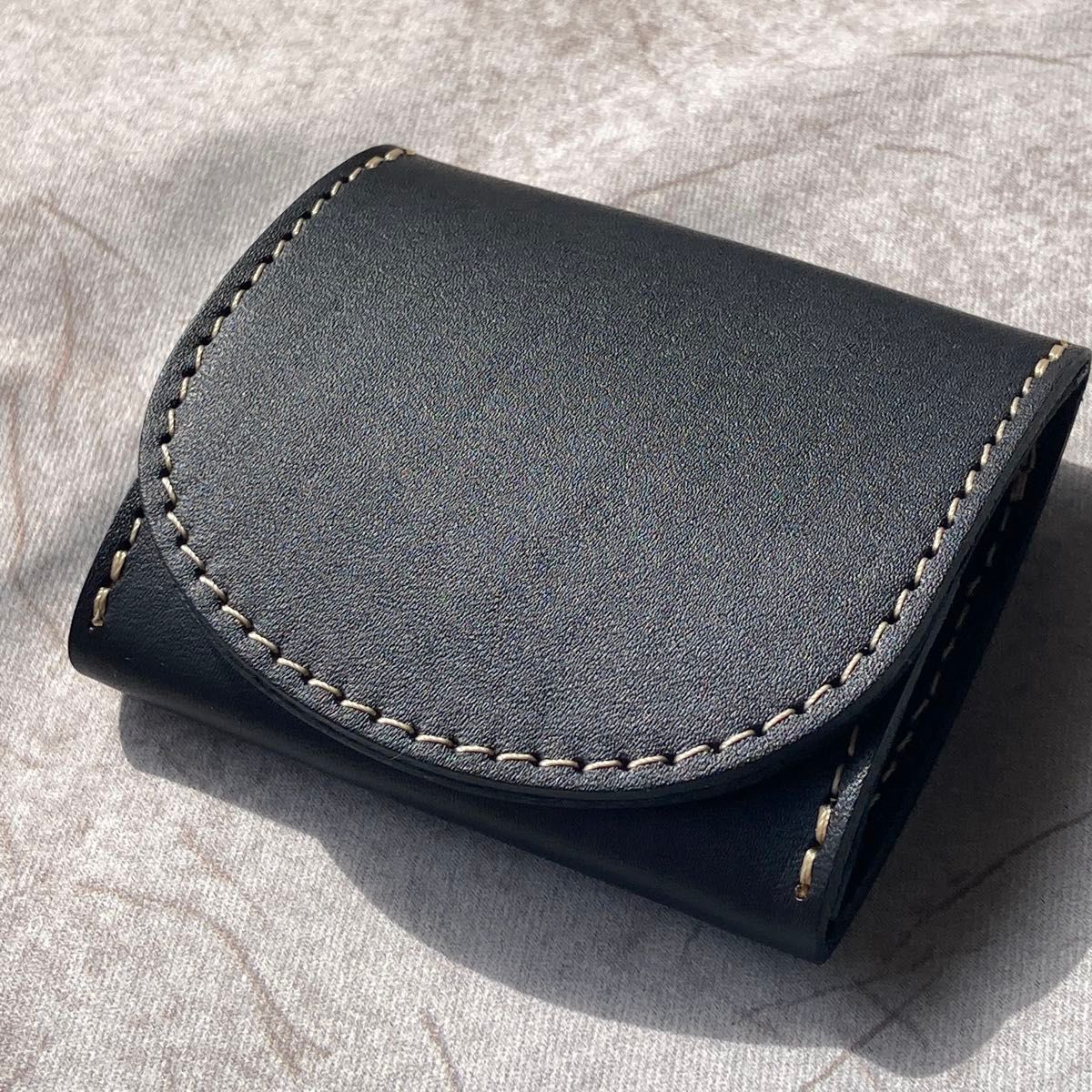 本革 姫路レザー コインケース 小銭入れ 財布 ハンドメイド ブラック