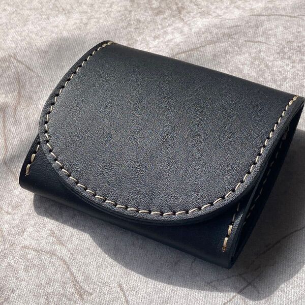 本革 姫路レザー コインケース 小銭入れ 財布 ハンドメイド ブラック