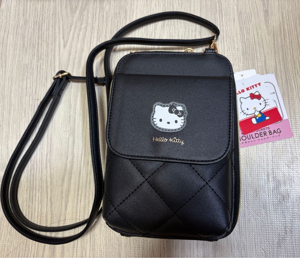 ハローキティ　サンリオ スマホ　ショルダーバッグ ブラック　しまむら　バッグ　ポーチ