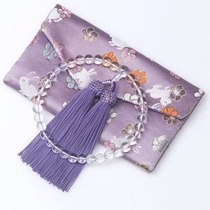 【セール】女性用数珠 じゅず 念珠 数珠袋付き 御念珠入れ 本水晶 クリスタル 略式 片手 葬儀 墓参り 法事 冠婚葬祭 全宗派