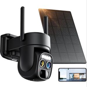防犯カメラ 屋外 ソーラー 2K解像度 WiFi カメラ 監視カメラ 双眼レンズ