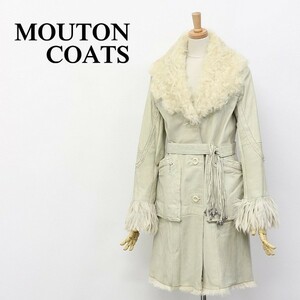  high class * ram leather fringe bell tedo mouton coat ivory M