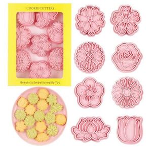 フラワーズ クッキー型 8個セット クッキー型抜き 3D漫画製菓用品プレスタイプキッチンお弁当 手作り 花