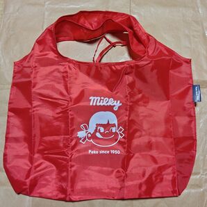 不二家 ペコちゃん エコバッグ 赤 Milky Peko since 1950