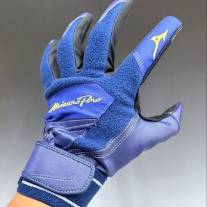 ▲個人名刺繍無料▲ ミズノプロ ウォーミングアップ手袋 ネイビー×ブルー 限定販売品 1EJET04014 スマホ対応