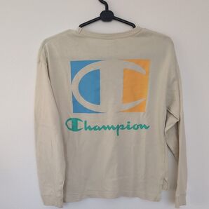 140cm 130cm Champion チャンピオン 長袖Tシャツ ロンT ロゴプリント ベージュ